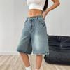 Summer Women's Jean Shorts High Waisted Knee Length Baggy Jorts Wide Leg Loose Denim Shorts with Pockets