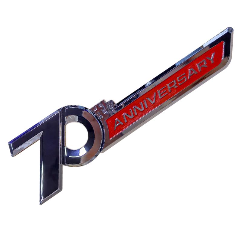3d ABS Chrome Black Logo 70th Anniversary Emblem Car Fender Sticker 70th Anniversary Badge Sticker Accessories