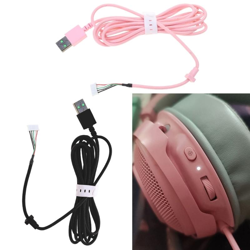 Cabo de Fone de Ouvido para Jogos USB para Kraken7.1 RGB/KrakenV3 Cabo/Edição Kitty Fio Trançado Duradouro