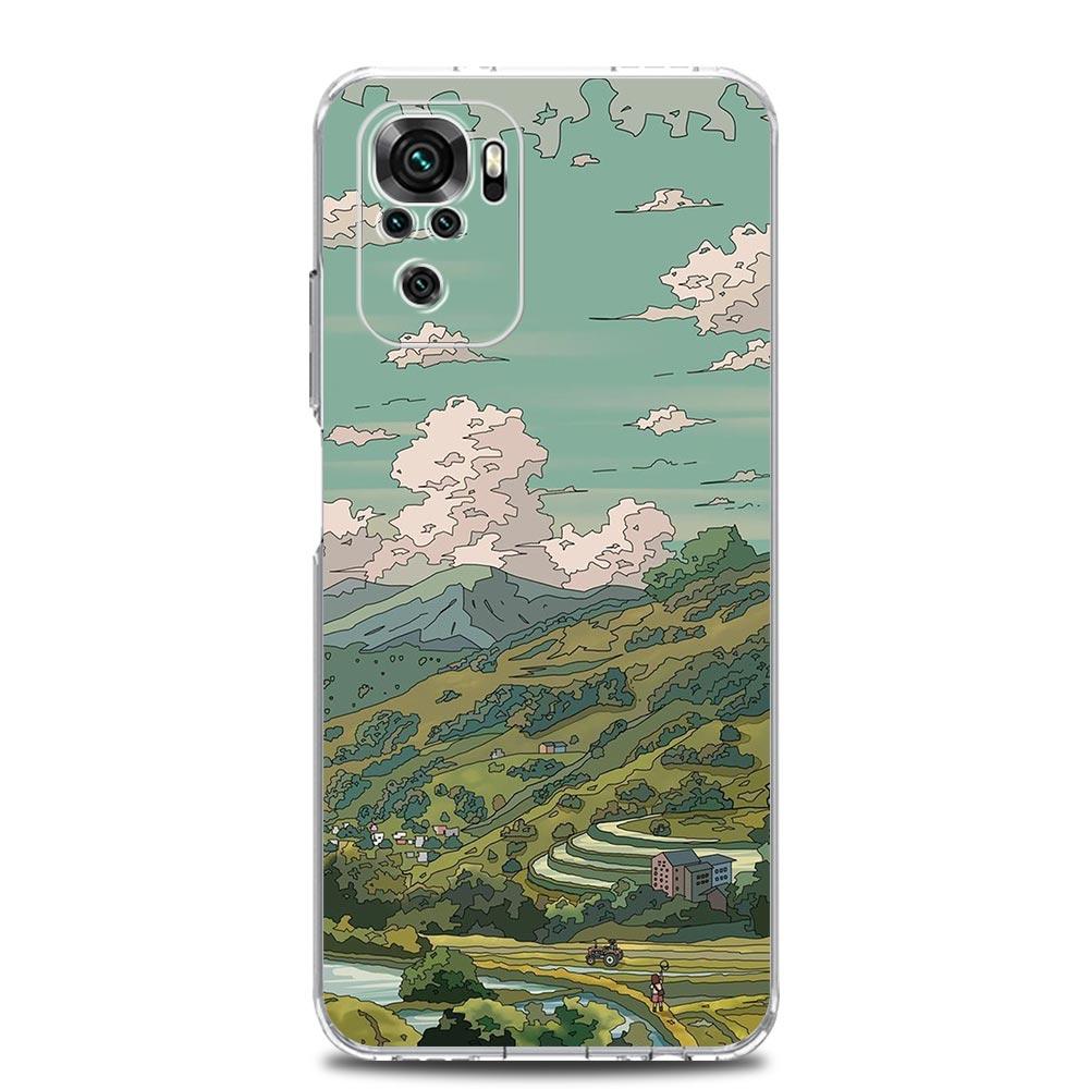 INS Japan Sunset Scenery Clear Phone Case For Xiaomi Redmi Note 12 5G 9S 9 8 10 11 Pro+ 9T 8T 10C 9C 9A 7 Pro Soft Back Cover