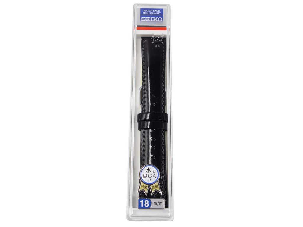 SEIKO Watch Band Belt 18mm Cowhide Glass Finish Black Stitching Gray R0231AL Authentic [Seiko] Men's