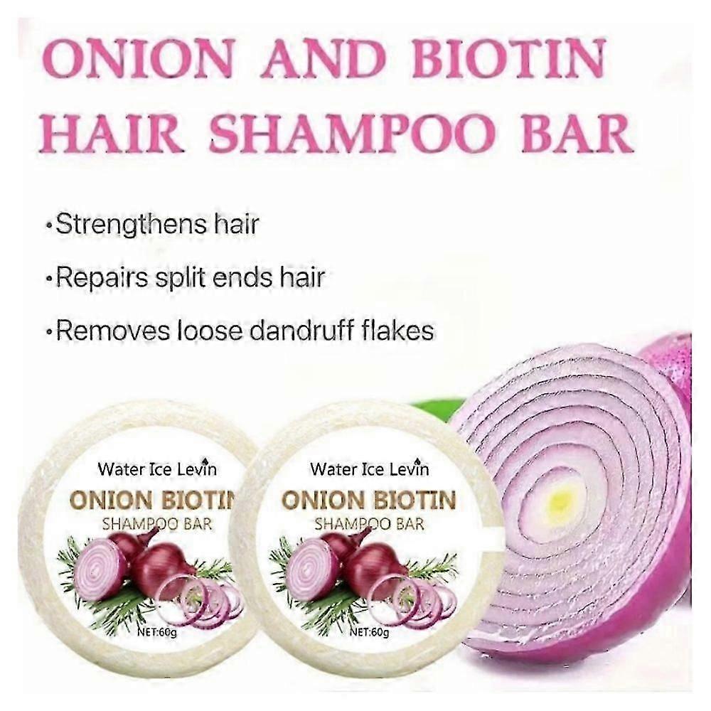 3 Stück Zwiebel und Biotin Shampoo Seife - 60g, Geeignet für Alle Haartypen, Feuchtigkeitsspendend und Glättend, Reich an Rosmarinextrakt