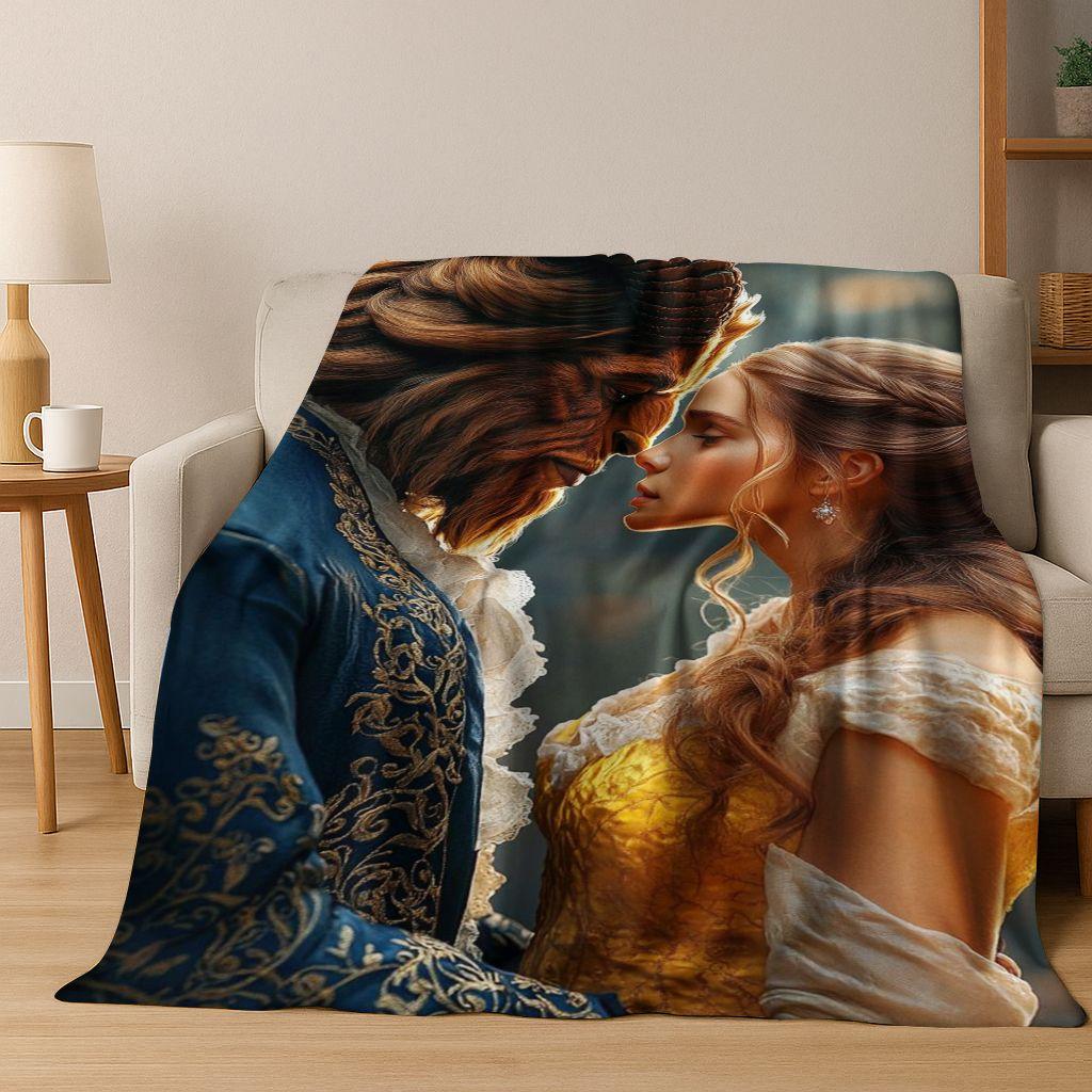3D-Flanelldecke mit dem Motiv „Die Schöne und das Biest“ – warm, kuschelig und perfekt für Zuhause, Schlafzimmer, Bett oder Sofa. Ideal als Geschenk für Kinder.