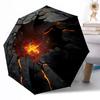 Molten Lava Fissure Hole Outdoor Automatic Umbrella Compact 8-Rib Lightweight Durable Everyday Carry Umbrella Outdoor Accessory Stylish Gift Women