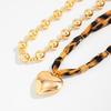 2Pcs/Set Retro Leopard Print Chain Punk Hollow Charms Jewelry Fashion Heart Pendant Necklace  Gifts