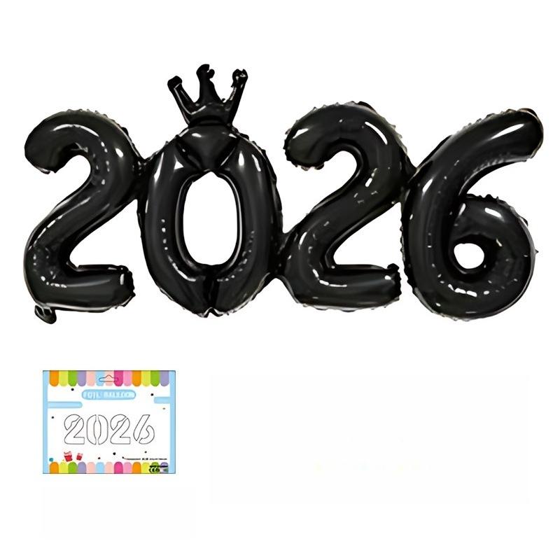 2026 Crown Number Foil Balloons for New Year Eve Party Decoration Supplies Navidad Christmas 2025 Photo Props Gifts