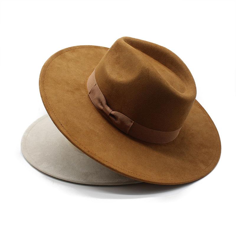 Cappello a cilindro a tesa larga britannico Stagione Cappelli Jazz da uomo e da donna, Cappelli scamosciati a tesa larga, Cappelli in feltro grandi da uomo in lana.