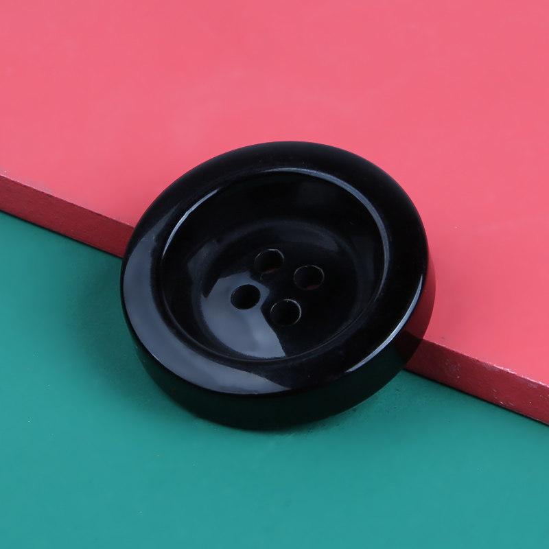 High-End Colored Thickened Buttons Women'S Clothes Cashmere Woolen Coat Buttons Resin Black Round Four-Eye Buttons
