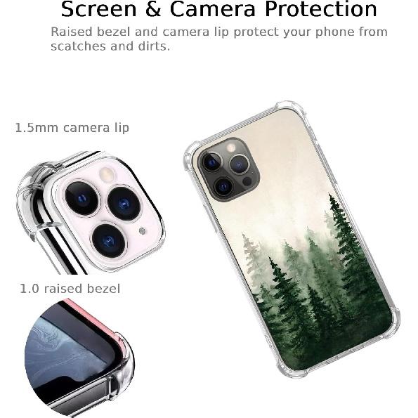 

Акварельный чехол Ель, совместимый с iPhone 14 Pro, чехол с изображением зеленого леса и природы для iPhone 14 Pro для подростков, мужчин и женщин, модный крутой бампер из ТПУ