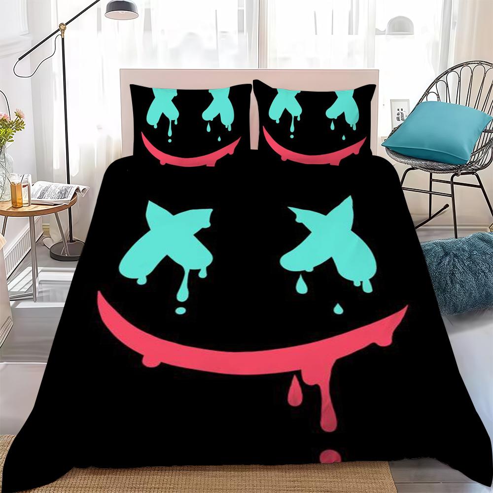 Dj-M-Marshmello Duvet Cover Set Home Style Bedding Soft Laundry Cotton Bed 3 Piece Set Student Dormitory Gift