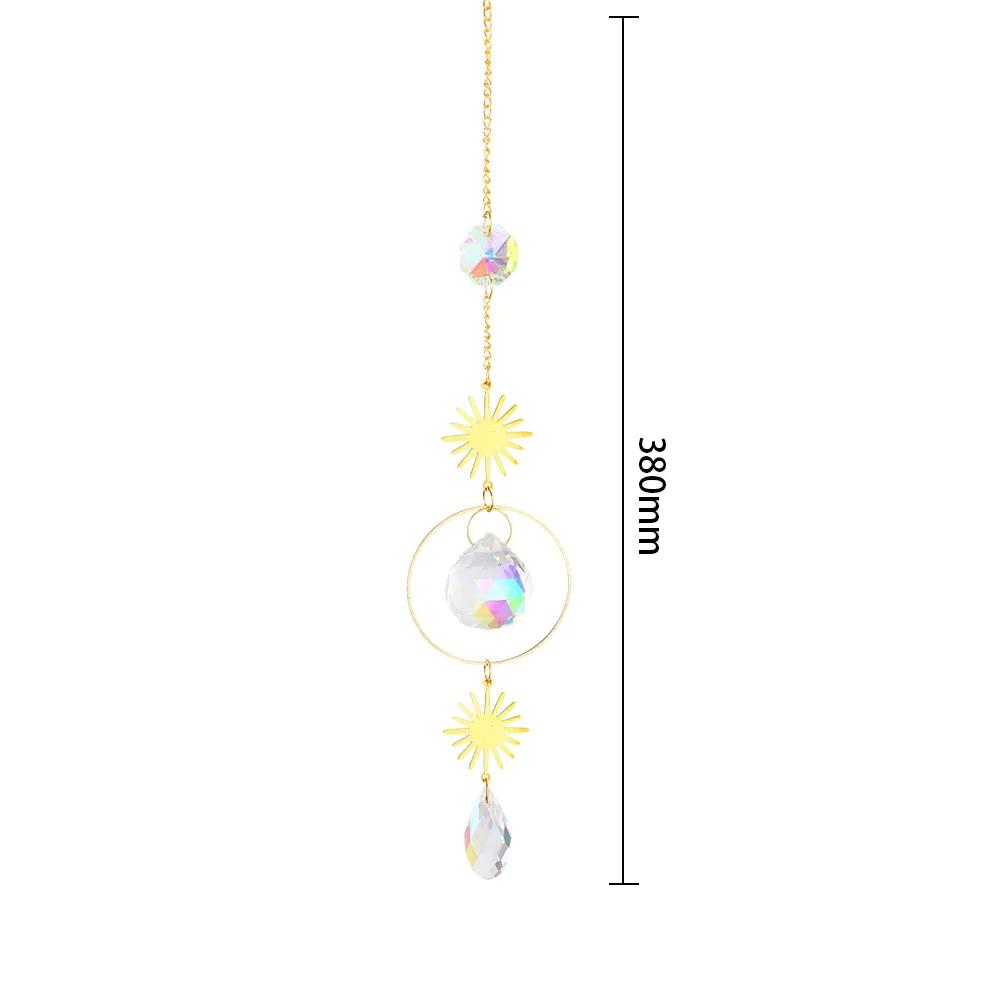 Kristall-Kronleuchter, Sonnenfänger, Windspiel, Mond, Stern, Sonne, Buntglaskugel, hängender Anhänger, Lichtfänger, reflektierender Perlenvorhang