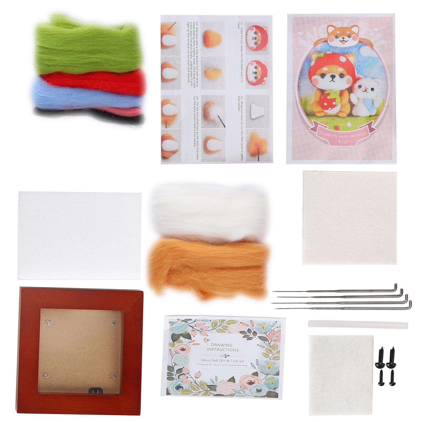 

Набор для фелтинга иглой Фоторамка Принадлежности для фелтинга шерстью Плюшевая кукла-животное Материалы для DIY(Клубничная собака