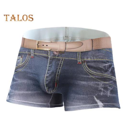 

Мужское нижнее белье-боксеры, имитация джинсов, трусы-боксеры с 3D принтом, эластичный пояс со средней посадкой, двусторонние армирующие трусики L чёрный