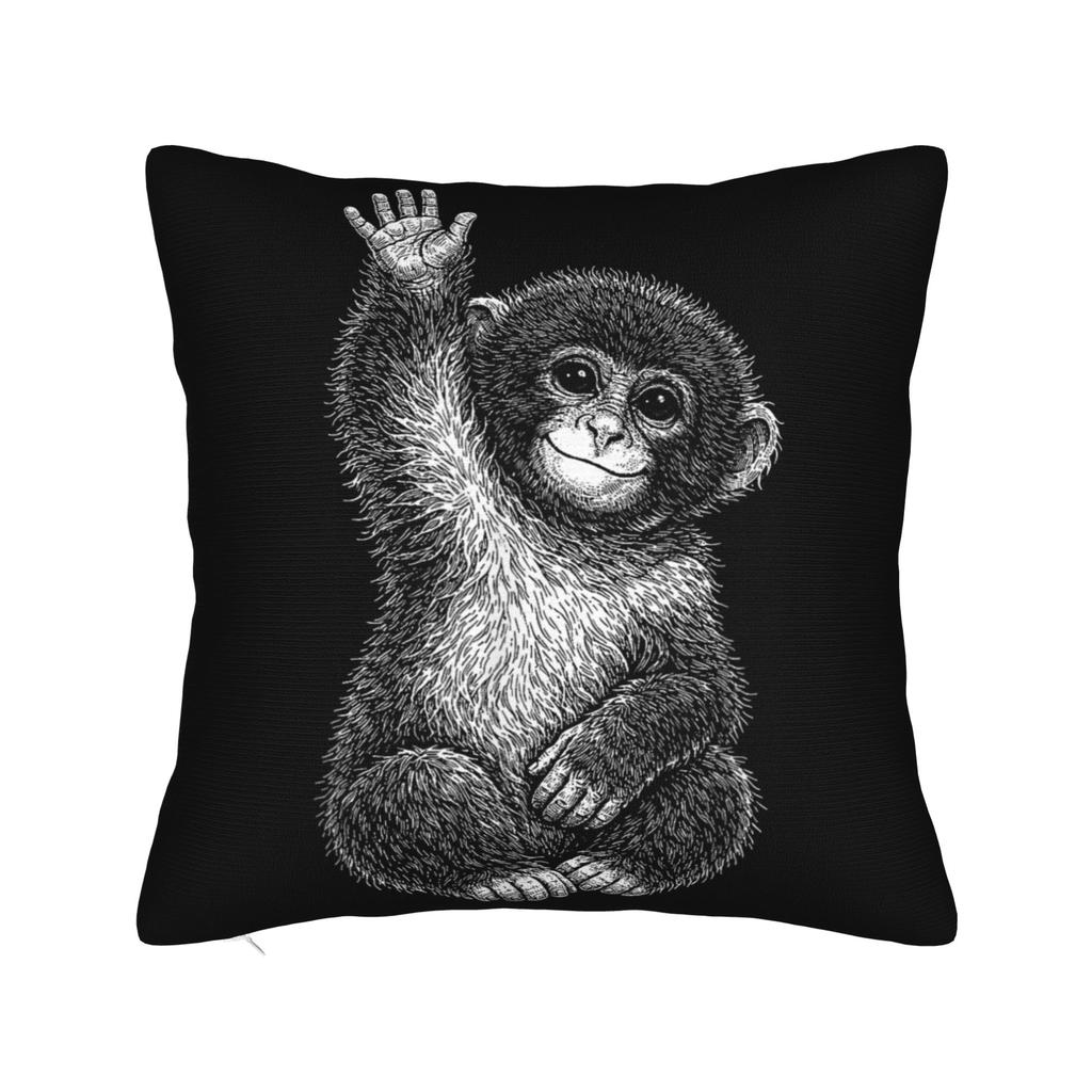 Adorable Cute Baby Monkey Punch Pillow Cover Vintage Pillow Case For Sofa Car Home Decor Graphic Pillowcases Gift Idea