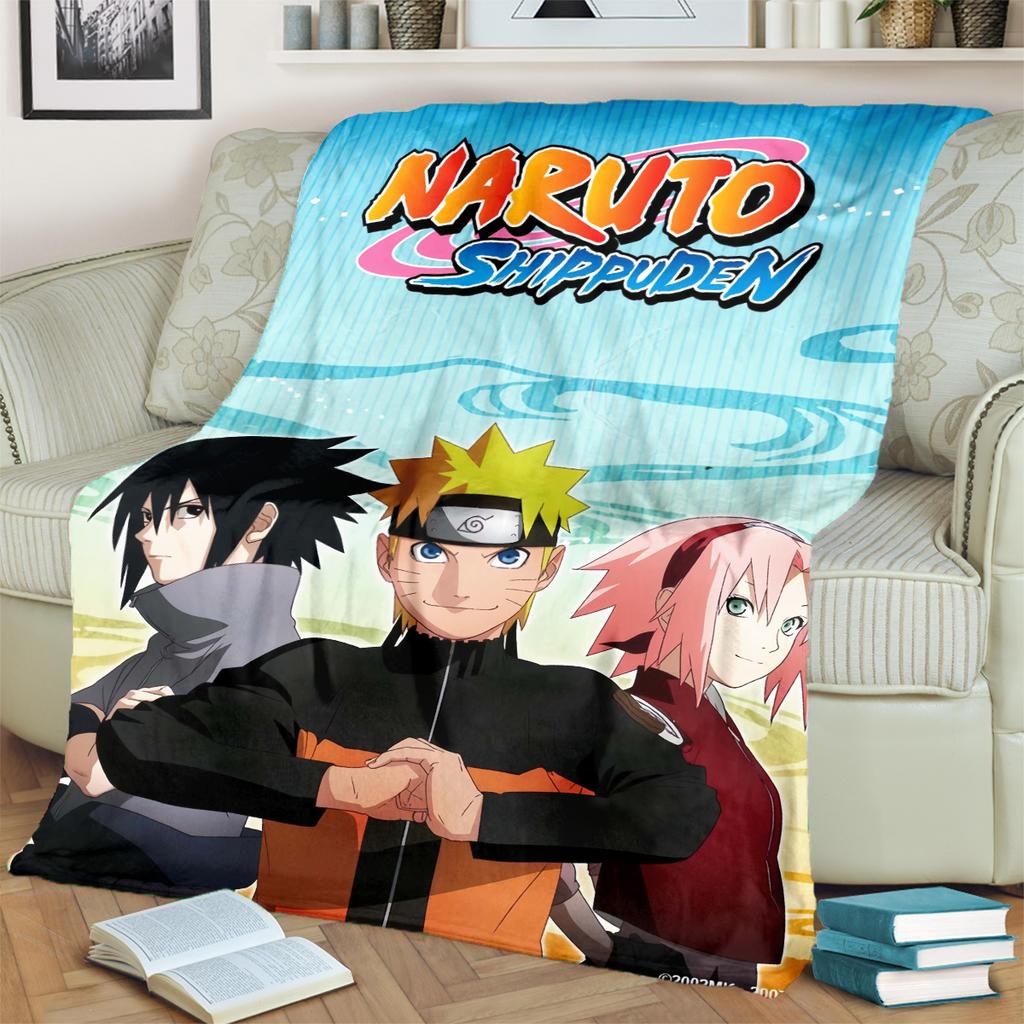 Anime-Naruto Print Blanket Warm Comfortable Flannel Blanket for Bedrooms, Sofas, Beds, Chairs, Picnics, Travel -LXR48