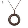 Wooden Pendant Female Jewelry Vintage Leather Lanyard Neck Accessories Clothing Pendant Sweater Chain Sweater Necklace