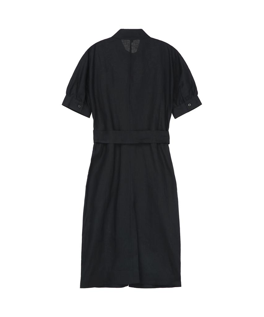 BROOKS BROTHERS Linen Belted Shirt Dress (Black) (Bbdzwm7129Ues)