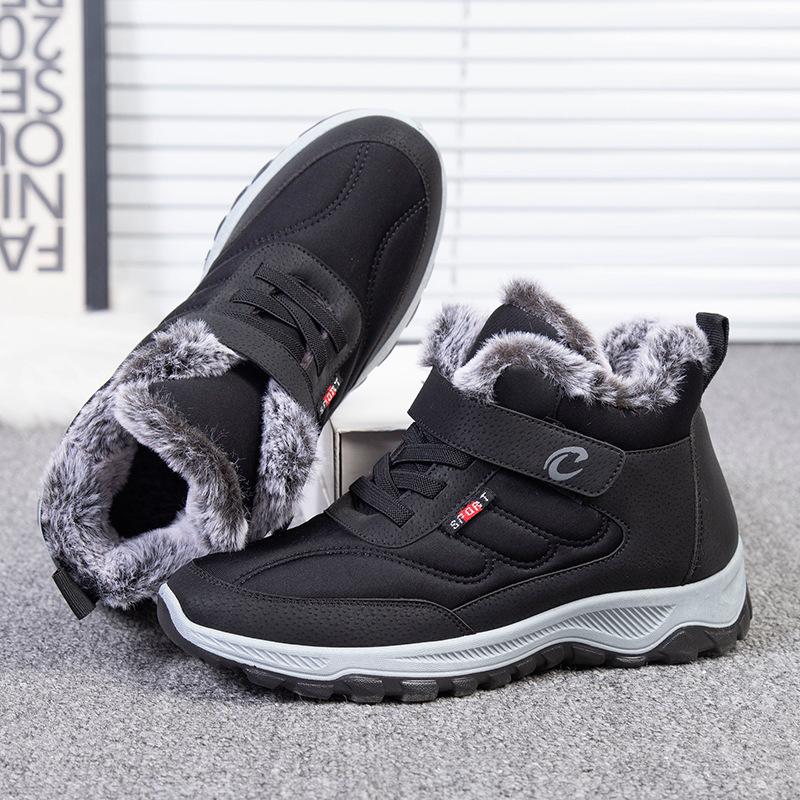 

New winter velvet thickened couple walking shoes men and women middle-aged father snow boots men s warm boots 44