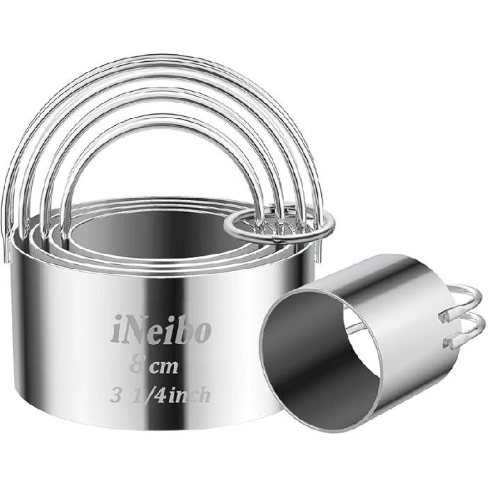 iNeibo Набор вырубок для печенья, Формочки для печенья, Круглые формочки для печенья и сконов, Вырубка для теста для выпечки, Формочки для вырезания теста для пельменей Round Cookie Cutter