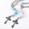 European & American Women's Six-Layer Rosary Necklace with Diamond-Studded Soft Clay Beads