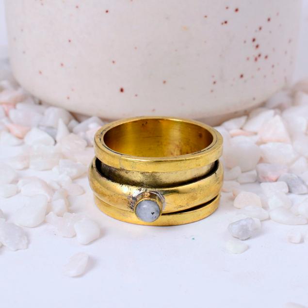 Handmade Brass Spinner Ring, Wide Fidget Anxiety Band, Boho Meditation Worry Jewelry, Rustic Stress Relief Thumb Ring, Unisex Gift