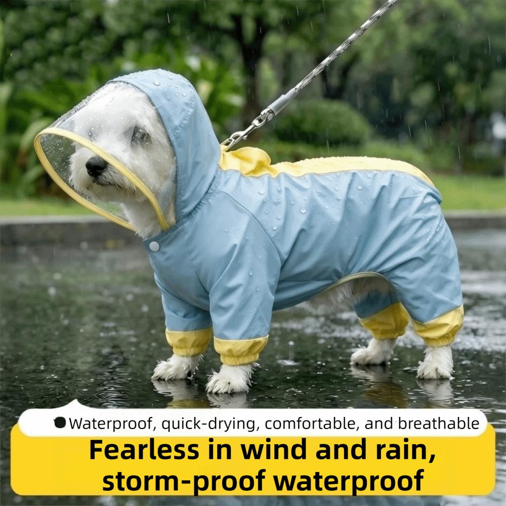 Windproof Dog Hooded Raincoat Waterproof Pet Waterproof Cloak Dog Rain Cloak Rainy Day