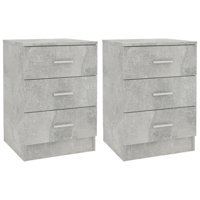 VidaXL Tables de chevet 2 pcs Gris béton 38x35x56 cm Bois d'ingénierie 800459
