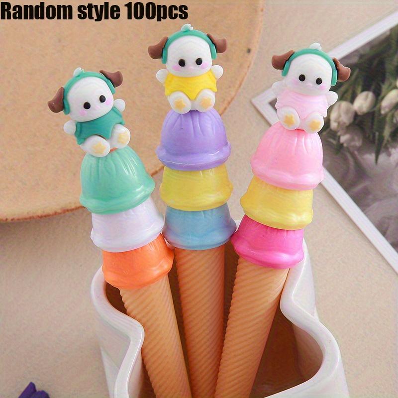 

Back To School Season 100Pcs 0.5mm Random Style Cute Penguin Ice Cream Shape Black Neutral Pen, Black Ink Quick-drying, Suitable for School&Office Wri Random style 100pcs