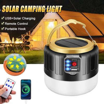 LED Camping Light Solar & USB Rechargeable Bulb High Power Outdoor Tent Lamp Portable Lantern Emergency Lighting Lights For BBQ Hiking