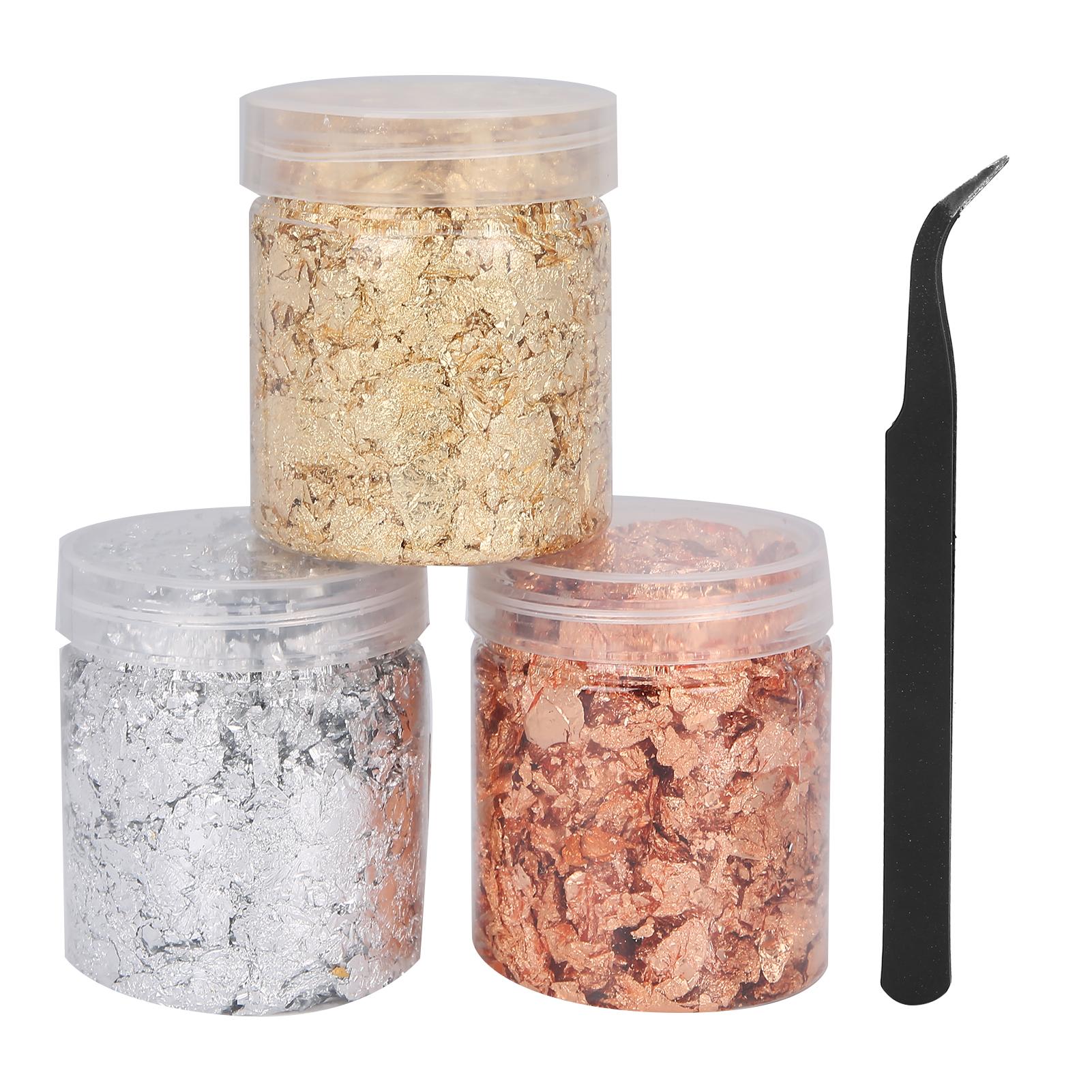 

3 шт. Имитация золотой фольги хлопья блестки ногти медный лист DIY маникюр серебряная фольга бумага