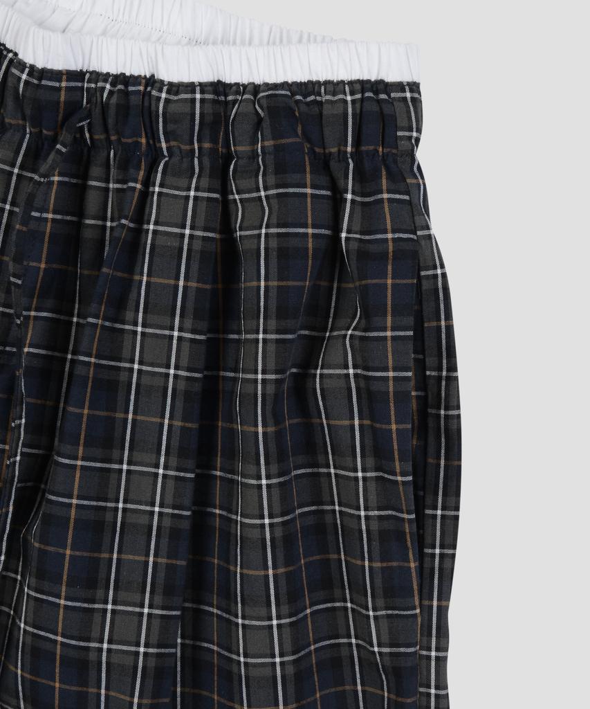 Beodeonteu Check Layered Single-Pleat Wide Pants [Green]