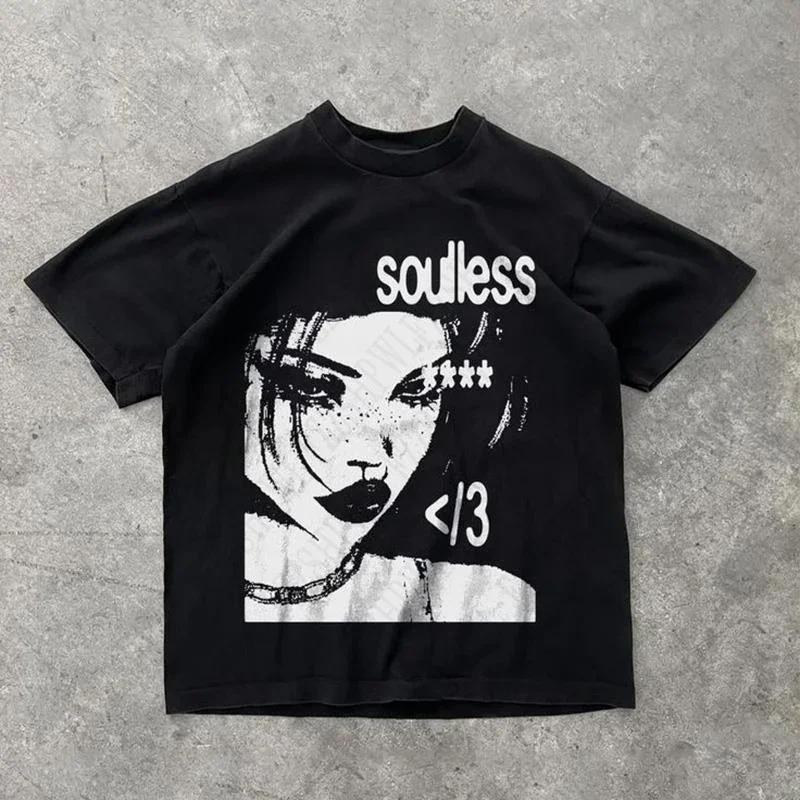 Punk Aesthetics Graphic Print Cotton T-shirt Oversized Rock Goth Tee Fashion Hip Hop 2000S Retro Streetwear Men Women EMO Tops