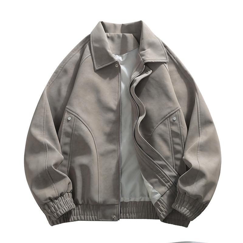 Men s Trendy Casual Lapel Jacket - Versatile, Handsome, Loose Fit, Solid Color, New Spring Arrival Outerwear. M светло-серый