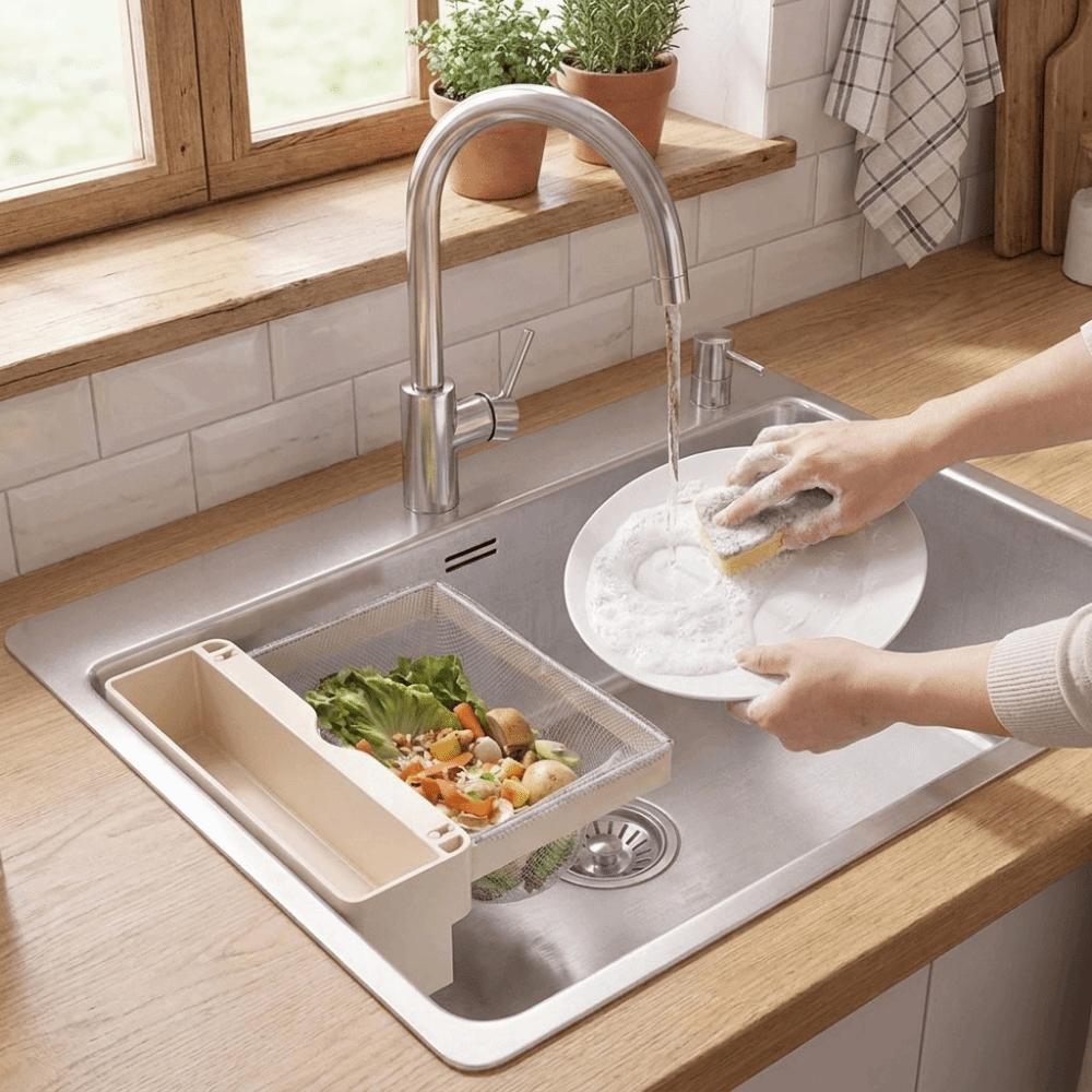 Wall Mounted Sink Drain Rack Carbon Steel Sink Food Strainer Sink Filter Basket for Food Residue