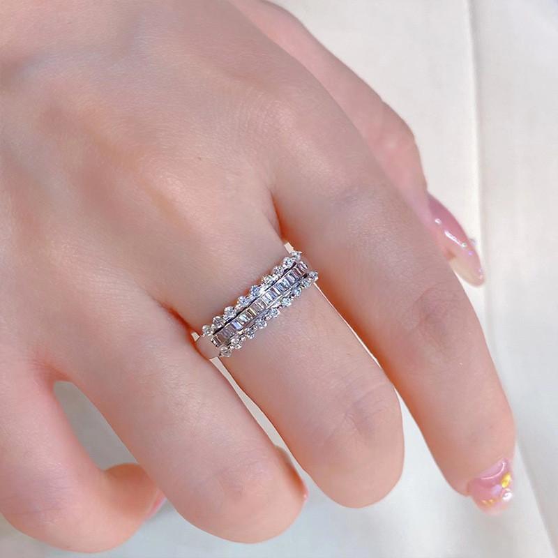 925 Sterling Silver Ring for Women Fashion Luxury Wedding Band Gorgeous Finger Accessories Engagement Party Jewelry Gifts