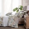 Luxury King Size Duvet Cover Set In Soft Cotton with Coordinated Pillow Shams, Tropical Style Bedding with Solid Color Reverse