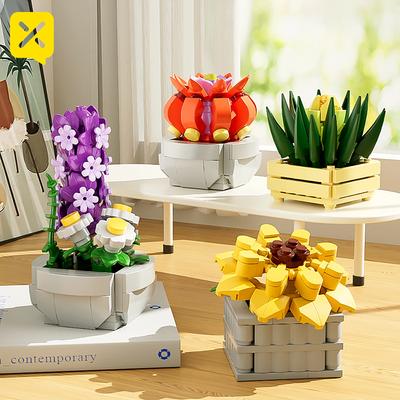ToylinX Sukkulente Blume Topfbausteine 115PCS Spielzeugmodell Garten Kinder Erwachsene Festliche Geschenke Weihnachten Halloween Ostern