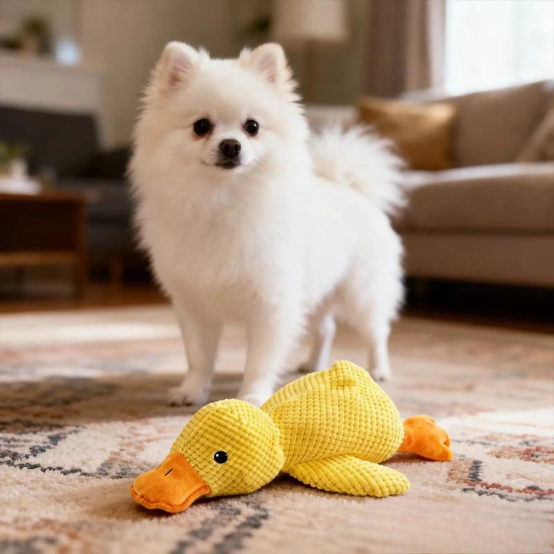 Dog Plush Toy Yellow Duck Molar Chew Toy Bite Resistant Puppy Self Play Relieve Boredom Interactive Pet Toy for Small Dogs