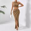 2024 European & American Women's Slim Vest and Hip-Hugging Twisted Long Skirt Suit