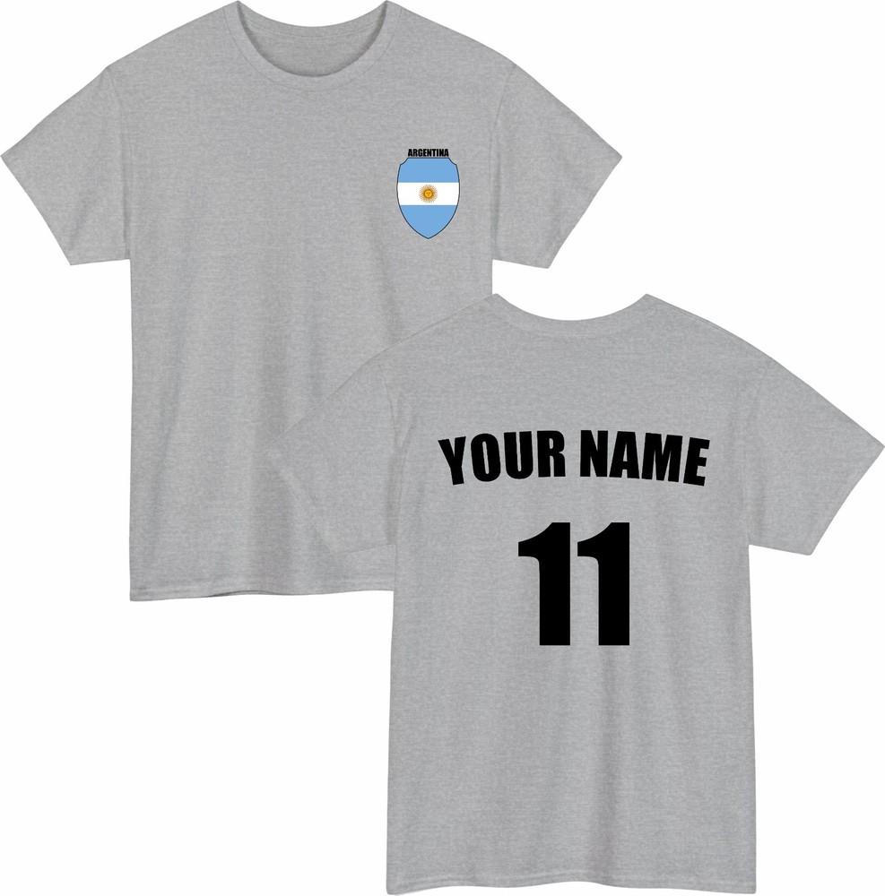 Personalised Argentina Football TShirt Custom Name And Number Sports Lover Top