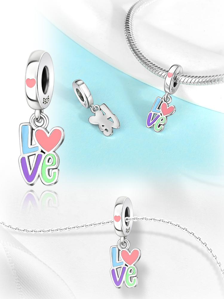 Charms Plata Love Charm Valentine'S Day Gifts Copper Plated For Charms Copper Plated Original Bracelet For Jewelry Making
