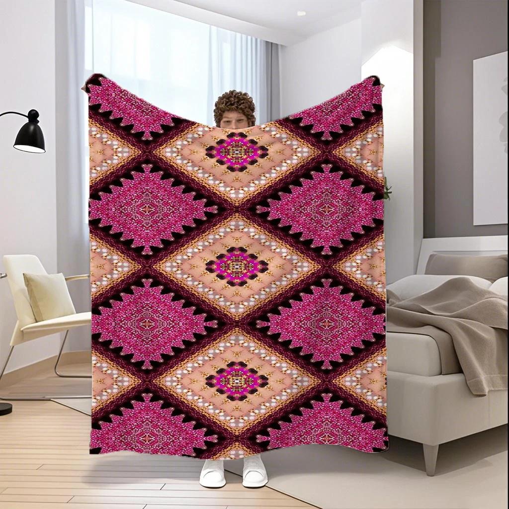 Geometric Pattern Blanket Microfiber Flannel Cover Blanket Bedroom Living Room Sofa Soft And Comfortable Home Decoration