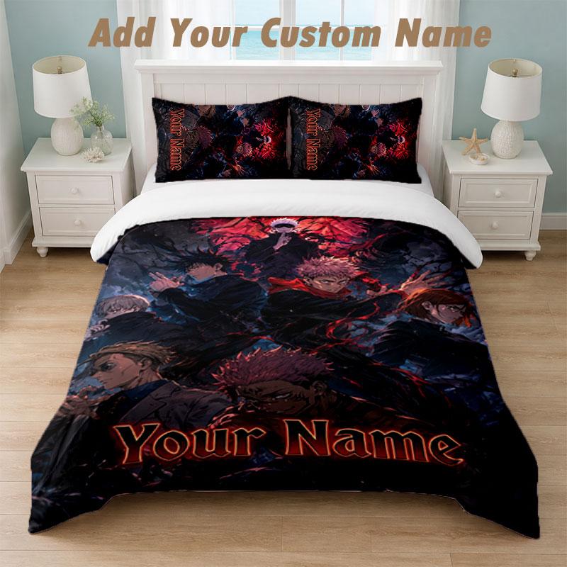 Bedding Set 1 Duvet Cover 2 Pillowcases Jujutsu Kaisen Print Soft Bed Linen Bedroom Decor