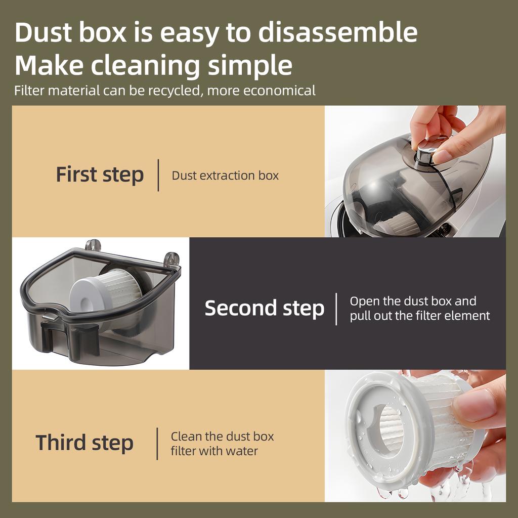 Bed Vacuum Cleaner 10KPa Strong Suction and Low Noise Purple Light Washable HEPA Filter for Deep