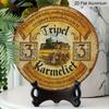 2D Flat, 1pc Vintage Polish Tripel Karmelit Beer Sign - Round Aluminum Metal Wall Art Plaque with Polish Text and Beer Brand, Rustic Farmhouse Decor