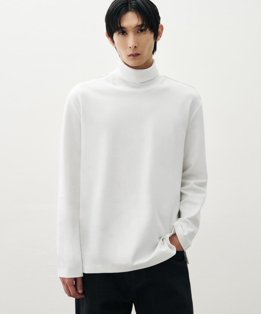 DRAW FIT Turtleneck High-Vent Layered T-Shirt [White]