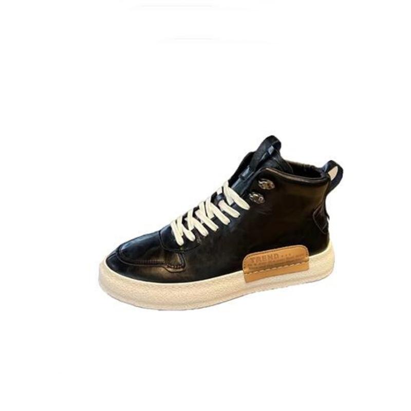 Comfortable and Simple To Create Fashionable Spring and Autumn Thick-bottomed Casual High-top Leather Panels XS