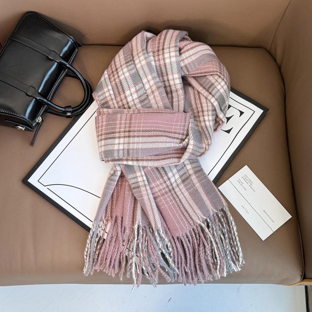 Elegant Red Plaid Scarf: Versatile High-End Shawl for Winter and Autumn