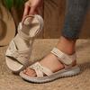 Velcro Slip-on Thick-soled Summer Sandals for Women, Large Size, Beach Shoes