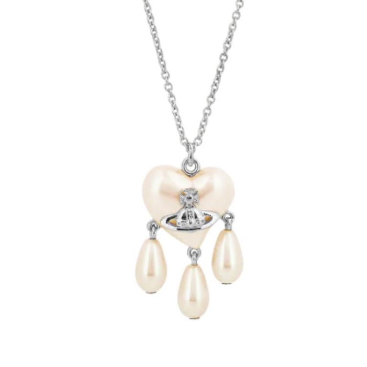 Vivienne Westwood Inlaid Design Brass Necklace Women necklace White 6301012T-02R107 Basic Packaging-Dust Bag+Box,W1